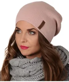 damska-podwojna-ciepla-czapka-beanie-pudrowy-roz