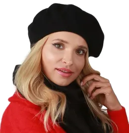 czarny-damski-beret-francuski-z-antenka