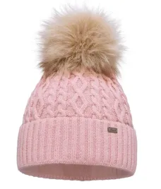 damska-czapka-z-pomponem-zimowa-ciepla-gruba-polar-rozowa