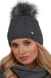 kobiecka-ciepla-czapka-zimowa-pompon-szary-v22