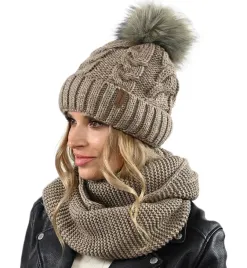 czapka-z-kominem-szal-gruby-komplet-damski-pompon-polar-warkocz-zima-k11