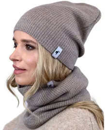 czapka-z-kominem-zestaw-damski-komplet-na-zime-szalik-tuba-latte