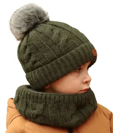 zimowy-komplet-dzieciecy-czapka-komin-z-polarem-khaki-prezent-dla-dziecka