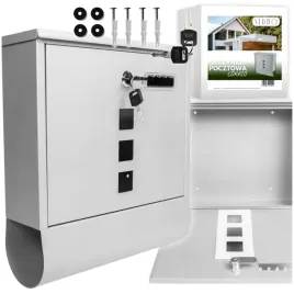 skrzynka-pocztowa-na-listy-srebrna-ral-9006-mat-ogrodzenie-plot-z-kluczami