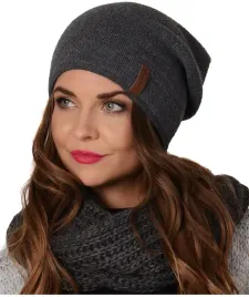 polska-czapka-damska-podwojna-beanie-grafit-v1