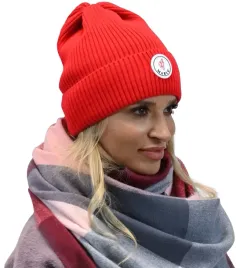 prazkowana-czapka-damska-beanie-czerwona-n1