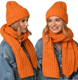 orange-komplet-szalik-czapka-damski-zimowy-zestaw-gruby-welna-prezent-uni