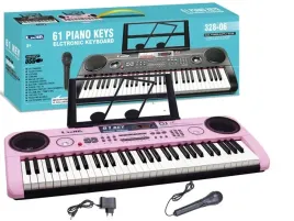 keyboard-syntezator-pianinko-organy-rozowe-zasilacz-mikrofon-stojak-na-nuty