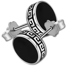srebrne-czarne-kolczyki-kolko-8-mm-fake-tunel-meskie-damskie-okragle-punk