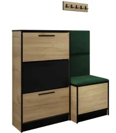 zestaw-kubi-szafka-na-buty-i-siedzisko-dab-craft-zloty-tkanina-zielona