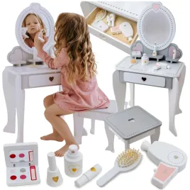 drewniana-toaletka-dla-dziewczynki-dzieci-duza-lustro-kosmetyki-suszarka