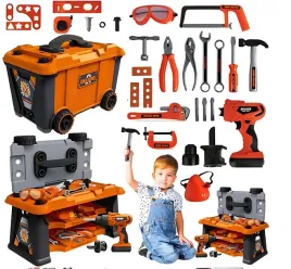 Zdjęcie produktu ZESTAW MAJSTERKOWICZA WARSZTAT SKRZYNKA NARZĘDZIA WIERTARKA NA BATERIE 65el