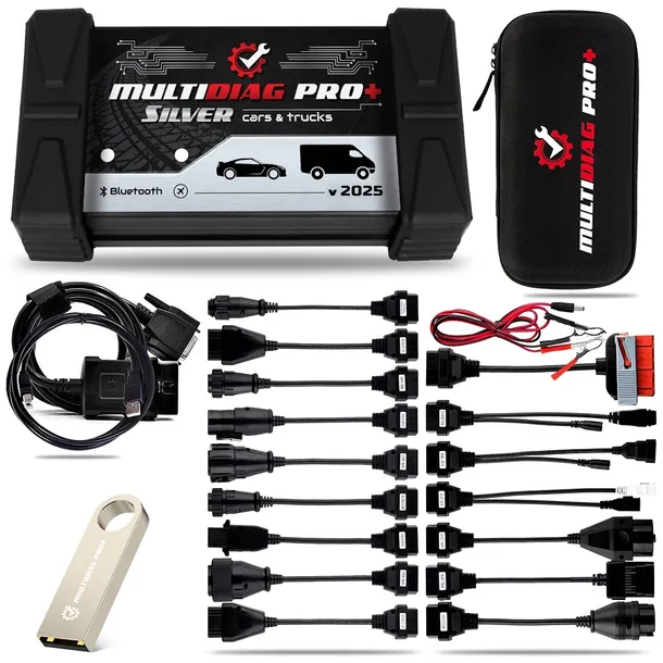 INTERFESJ OBD2 UNIWERSALNY DIAGNOSTYCZNY MULTIDIAG PRO+ SILVER 18 ADAPTERÓW