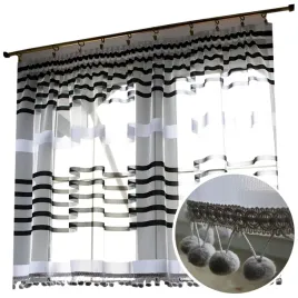 firana-do-kuchni-firanka-siatka-czarne-biale-pasy-pompony-200x120-wys