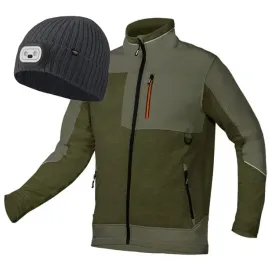 bluza-softshell-robocza-dzianionowa-zielona-rozmiarxl-czapka-z-latarka