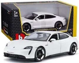 porsche-taycan-turbo-s-bialy-samochod-metalowy-model-pojazd-bburago-1-24