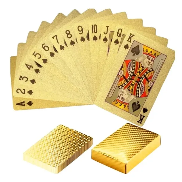 KARTY DO GRY PLASTIK ZŁOTE GOLD POKER TALIE TALIA MOCNE WODOODPORNE 54 SZT