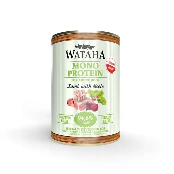 WATAHA MONO PUSZKA DLA PSA JAGNIECINA Z BURAKAMI 400G Dużo MIĘSA SMAKOWITA
