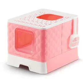 duza-zamknieta-rozowa-kuweta-dla-kota-z-wysuwana-szuflada-i-lopatka