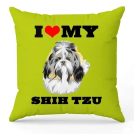 poduszka-zielona-love-my-shih-tzu-dla-fana-psow-na-prezent-psy-wzory