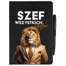 notatnik-czarny-w-linie-dlugopis-szef-wszystkich-szefow-zabawne-wzory