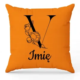 poduszka-twoje-imie-monogram-litera-v-pomaranczowy-na-prezent-wzory