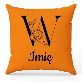 poduszka-twoje-imie-monogram-litera-w-pomaranczowy-na-prezent-wzory