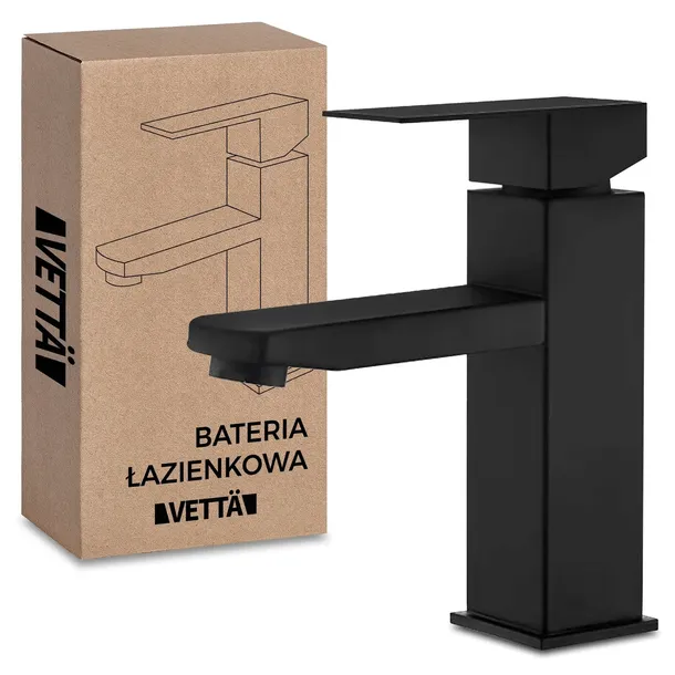 Bateria Stojąca Umywalkowa Kran Do Umywalki Zlewu Czarna Matowa Niska
