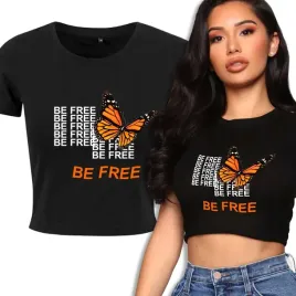 top-krotka-koszulka-damska-be-free-motyl-wzory-m