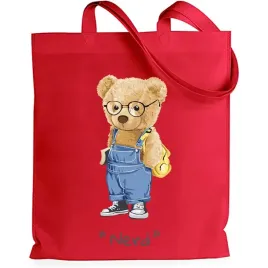 shopper-torba-na-zakupy-czerwona-mis-pluszowy-nerd-uczen-misiek-mix-wzory