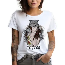 koszulka-t-shirt-damski-bawelna-bialy-xl-kobieta-wilk-be-free-wiele-wzorow