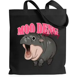 torba-eko-shopper-czarna-bawelniana-na-zakupy-hipopotan-moo-deng-viral-wz