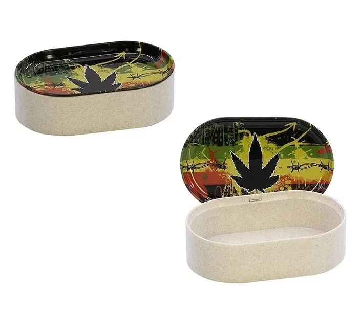 Tacka metalowa z pojemnikiem 13 x 8cm Rasta