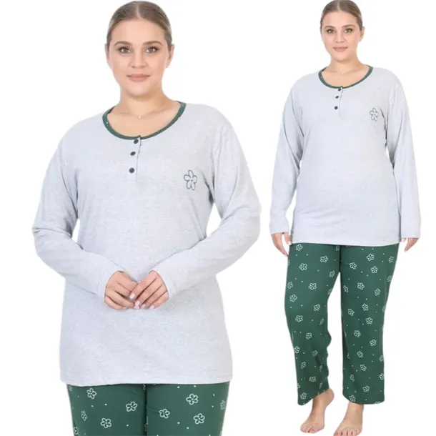 PIŻAMA DAMSKA PLUS SIZE DŁUGI RĘKAW DŁUGIE SPODNIE BAWEŁNA MORELLA