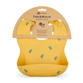 petiteandmars-silikonowy-sliniak-takeandmatch-ochre-cacti-6m-zolty-we-wzory