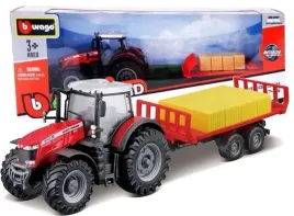 traktor-metalowy-massey-ferguson-z-przyczepa-i-sloma-naped-model-bburago