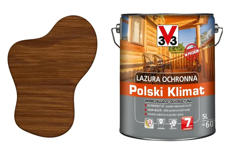 LAZURA OCHRONNA V33 POLSKI POLSKI KLIMAT 7 LAT CIEMNY DĄB 5L