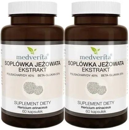 2 sztuki Soplówka Jeżowata Ekstrakt 60 kapsułek Medverita Cholesterol
