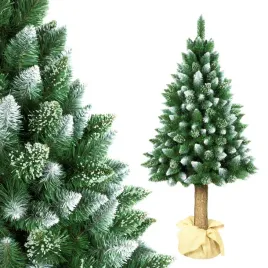 choinka-180cm-sztuczna-eco-sosna-diament-na-pniu-naturalnym-z-kora-snieg
