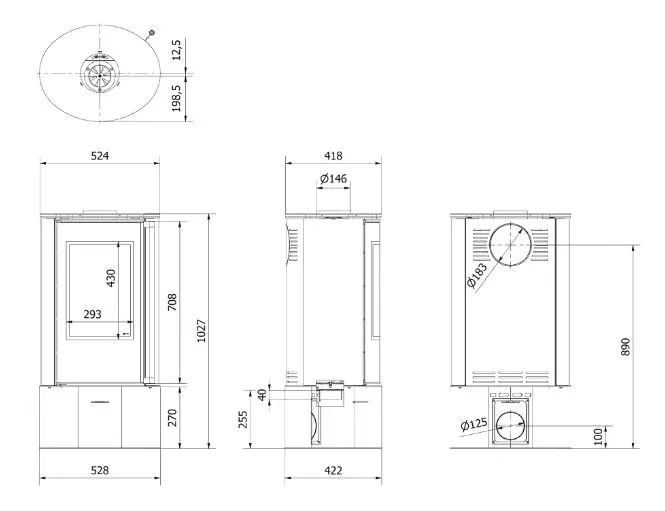 piec-wolnostojacy-stalowy-na-nodze-erik-fi150-55kw-dekoracyjna-szyba-eko-glebokosc-42-cm