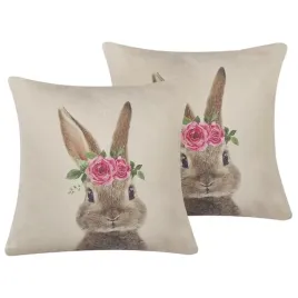 2-poduszki-dekoracyjne-z-motywem-krolika-45-x-45-cm-szarobezowe-tulipa-luma