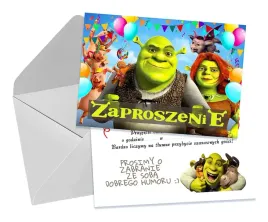 zaproszenia-dla-dzieci-urodzinowe-shrek-osiol-kot-w-butach-koperta