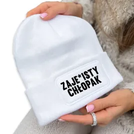 czapka-jesienna-bawelniana-zimowa-biala-beanie-zaje-isty-chlopak-prezent-wz