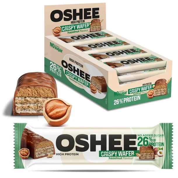 12x OSHEE Crispy bar chrupiący baton wafel proteinowy orzech 37 g