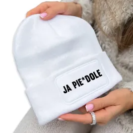 czapka-jesienna-bawelniana-zimowa-biala-beanie-ja-pie-dole-na-prezent-wzory