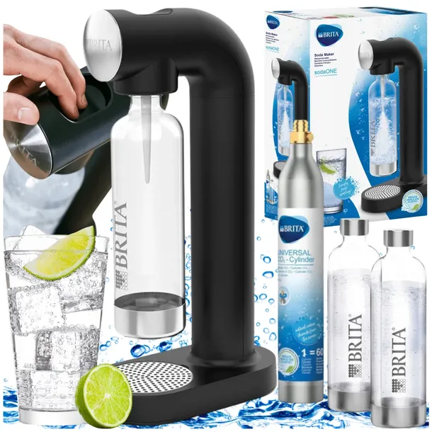 SODAONE BRITA SATURATOR CZARNY ZESTAW DO GAZOWANIA WODY CYLINDER BUTLA x 3