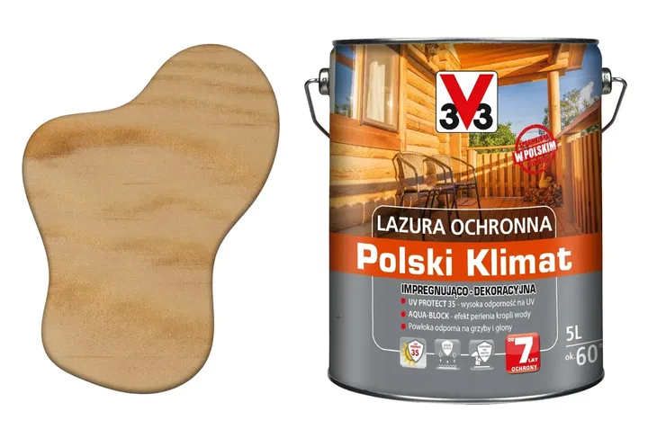 3V3 Polski Klimat 7LAT Lakierobejca Dekoracyjna Do Drewna Impregnat 5L