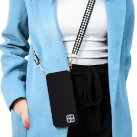 etui-do-samsung-a22-5g-czarne-mat-smycz-dluga-wstazka-zloto-wzor-pepitka