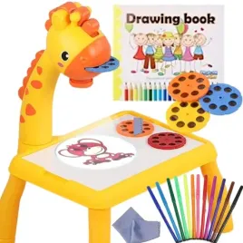 tablica-z-projektorem-do-rysowania-stolik-z-zyrafa-projektor-rzutnik-slajdy