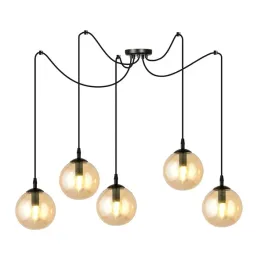 lampa-wiszaca-gigi-5-bl-miodowy-pajak-klosz-bursztyn-czarna